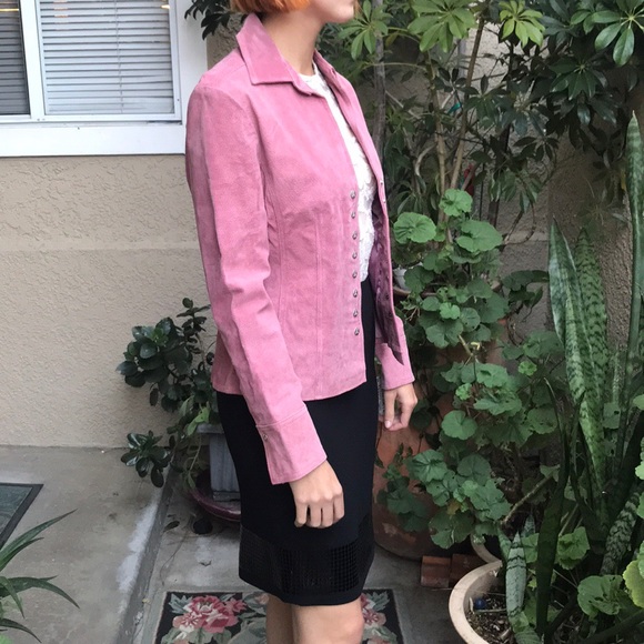 New vintage dusty pink suede leather jacket - Picture 3 of 12